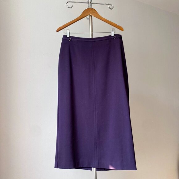 🍂 90s Vintage Minimalist Aubergine Purple High-Rise Straight Maxi Skirt - Picture 1 of 7